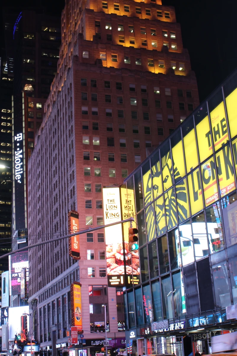 Times Square bei Nacht in New York mit Leuchtreklamen