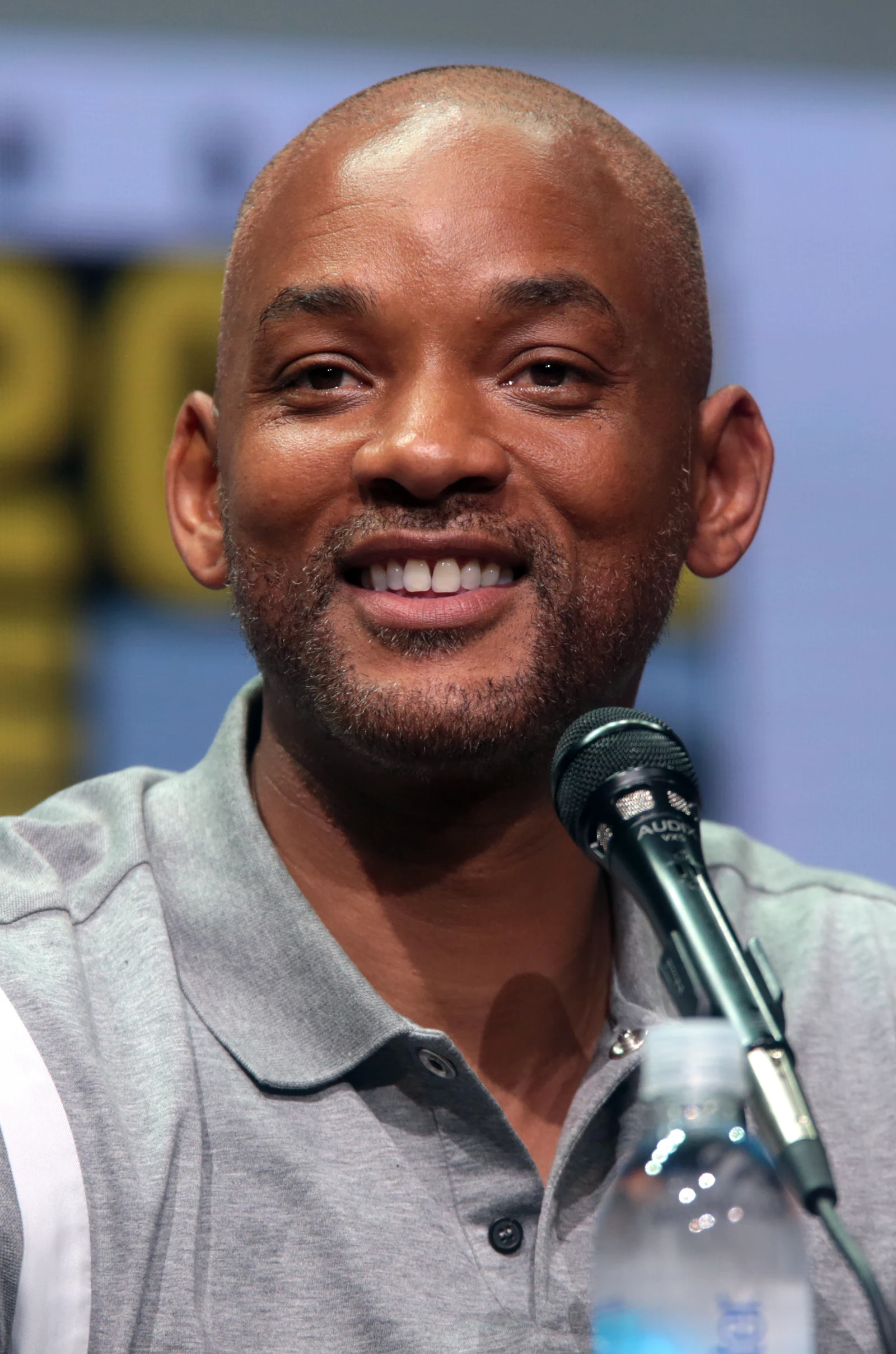 Will Smith auf der San Diego Comic-Con 2017 im grauen Polohemd